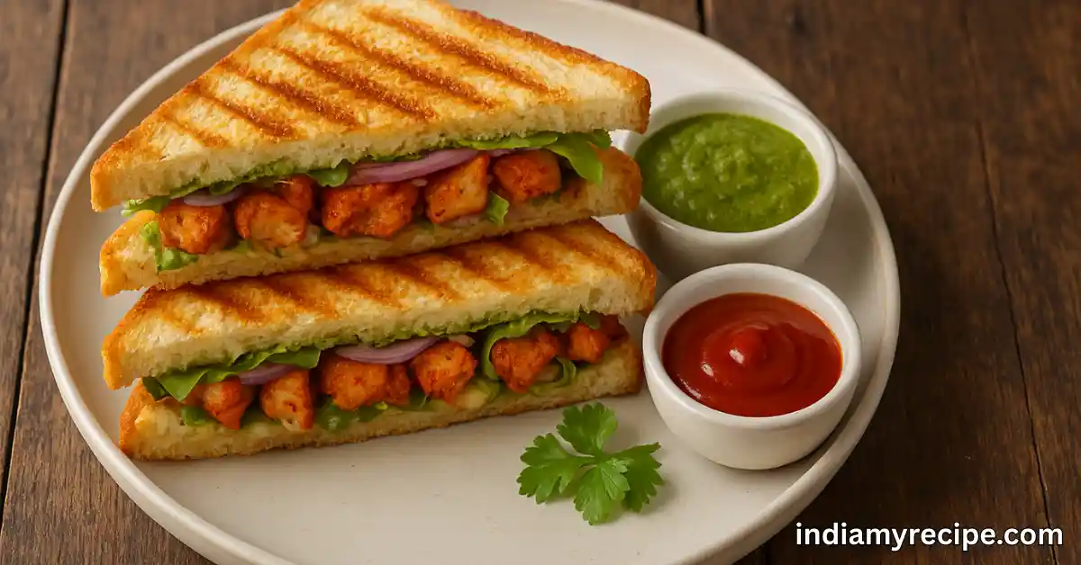 Tandoori Chicken Tikka Sandwich in Hindi